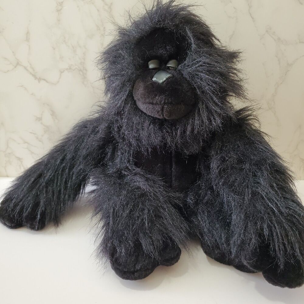 Kids Of America Plush Gorilla Stuffed Monkey Ape Black Sleepy Realistic 14" VTG